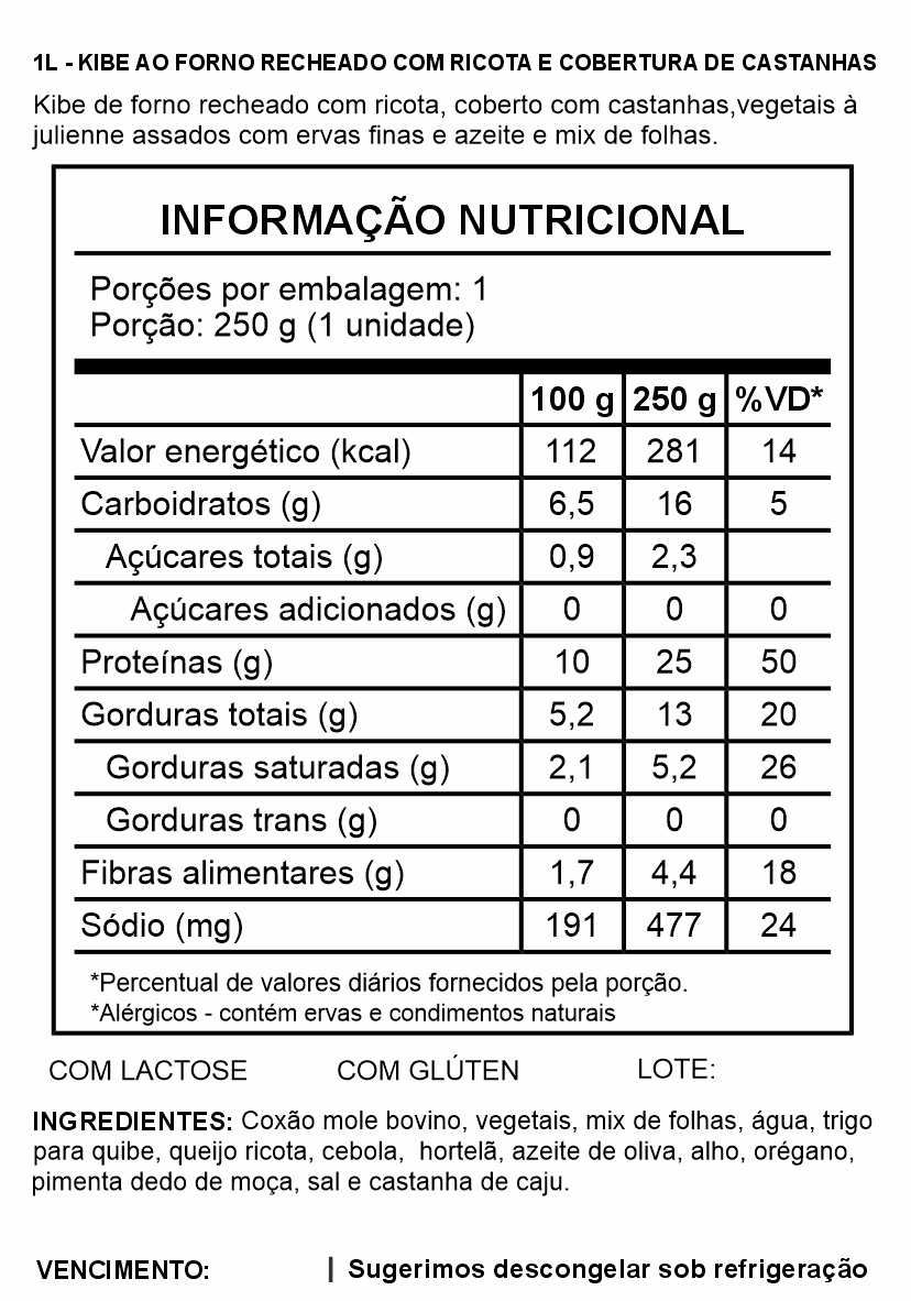 Low Carb - KIBE AO FORNO RECHEADO COM RICOTA E COBERTURA DE CASTANHAS - Imagem 2
