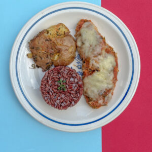 Academia - FRANGO À PARMEGIANA ARROZ INTEGRAL, BATATAS AO MURRO COM FLOR DE SAL